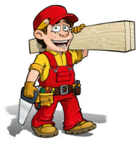 kitchen remodeling cartoon contractor carrying wood